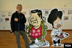 Kartunis politik Hong Kong Zunzi (VOA/Tang Huiyun)