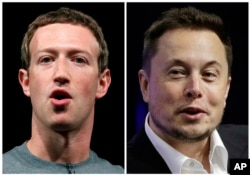 CEO Facebook Mark Zuckerberg, kiri, dan Elon Musk. (Foto: AP)