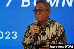 Direktur utama PT. Perusahaan Pengelola Aset (PPA), M. Teguh Wirahadikusumah dalam konferensi pers pada Jumat (28/12) di Jakarta. (VOA/Indra Yoga)