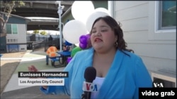 Eunisses Hernandez, Los Angeles City Council. (VOA/videograb)